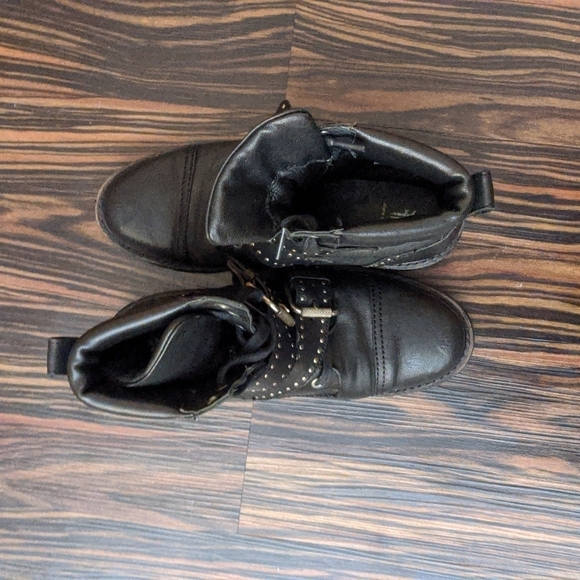 Frye Samantha Studded Belted Hiker Combat Boots - Picture 5 of 7